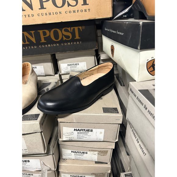 Vintage Hartjes Women's‎ Mary Jane Flats In Black Leather 30462 - Picture 1 of 4